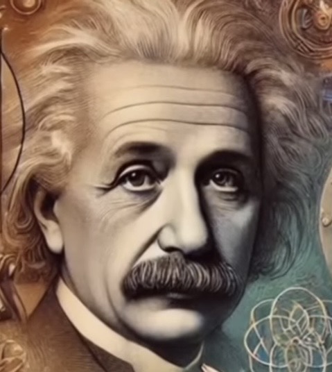 Illustrated portrait of Albert Einstein